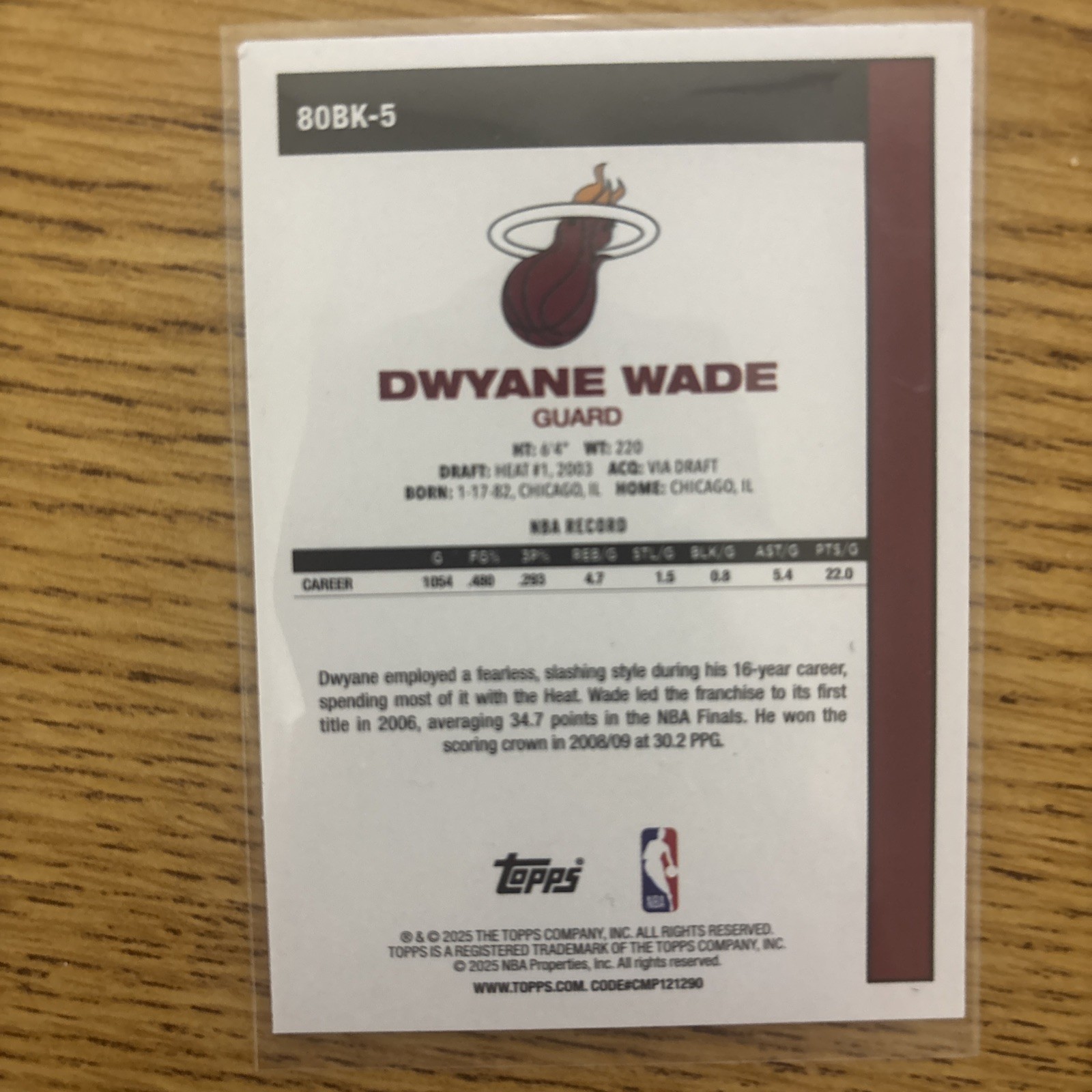 2025-26 topps basketball #80BK-5 Dwyane Wade – 45th Anniversary