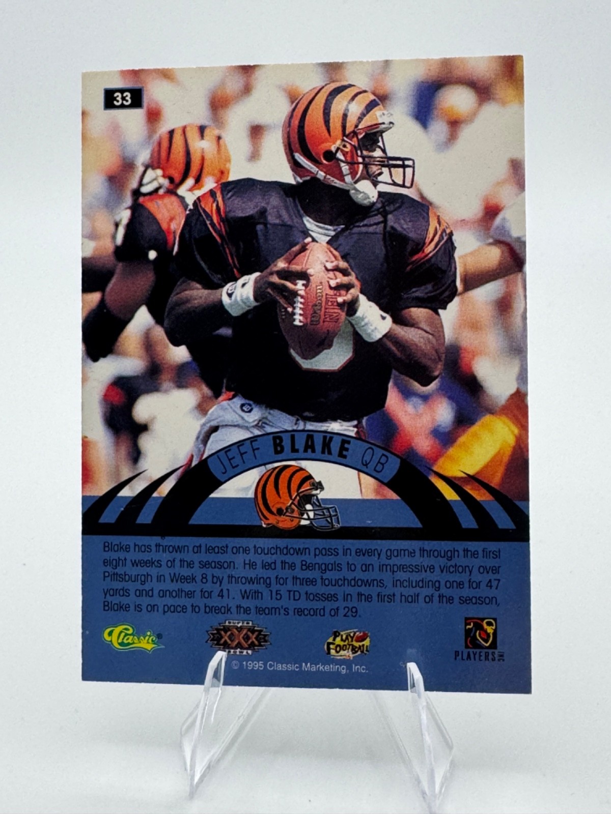 1996 Classic Jeff Blake NFL Experience Printers Proof 1/499 #33 A 129