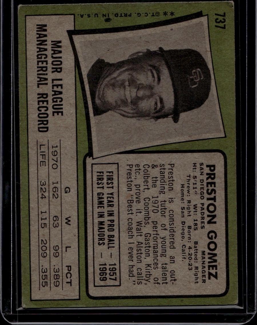 1971 Topps #737 Preston Gomez Very Good (Z)