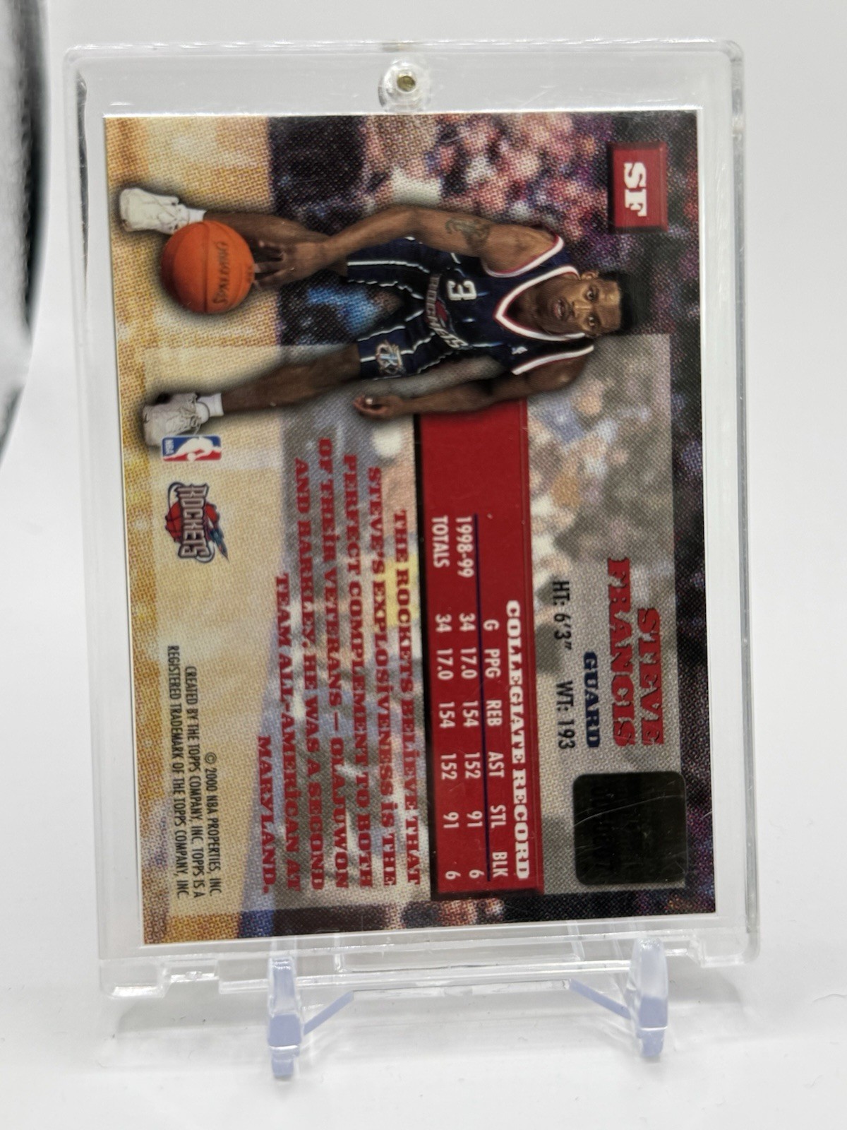 1999-00 Topps – Certified Autographs Steve Francis #SF (AU, RC)