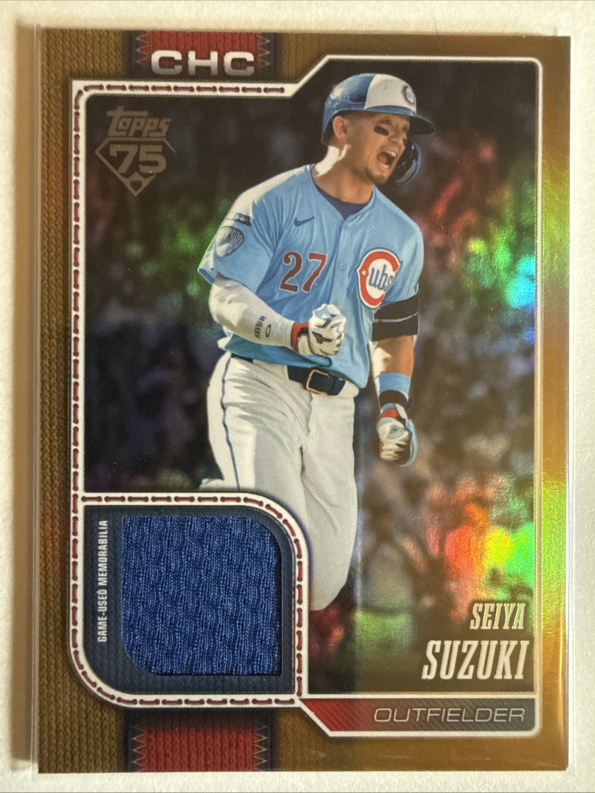 2026 TOPPS #685 SEIYA SUZUKI RELIC GOLD FOIL /50 CUBS