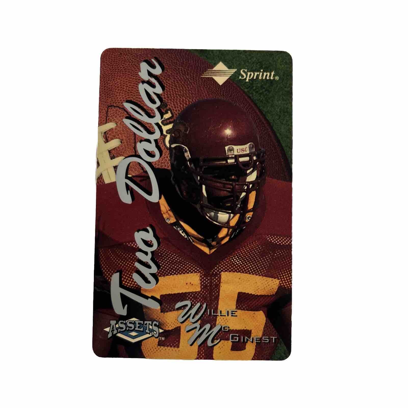 Willie MgGinest Score Board Classic Assets $2 Collectors Phone Card