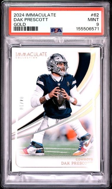 2024 PANINI IMMACULATE COLLECTION 62 DAK PRESCOTT GOLD 4/10 PSA 9 POP 1