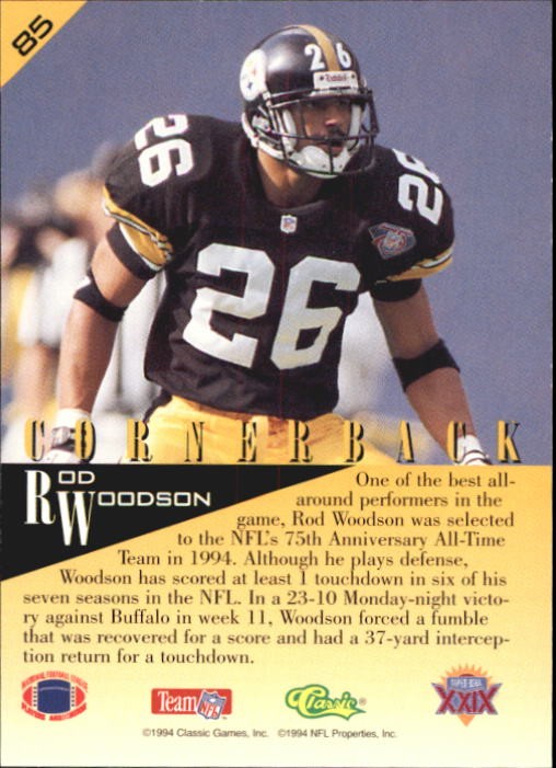 1995 Classic NFL Experience #85 Rod Woodson – FB