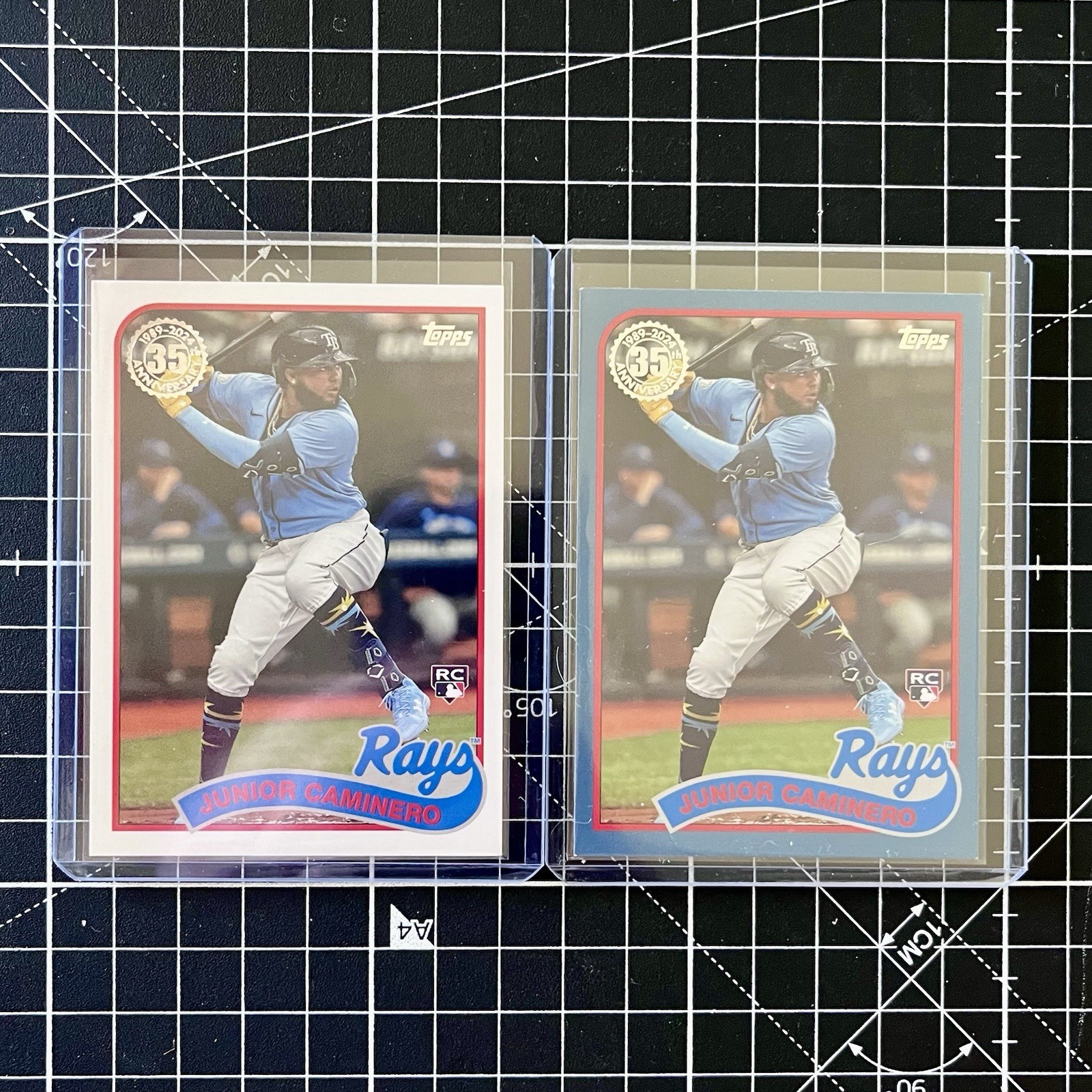 2024 Topps Series 1 JUNIOR CAMINERO BLUE SP ROOKIE 1989 Anniversary RC And Base