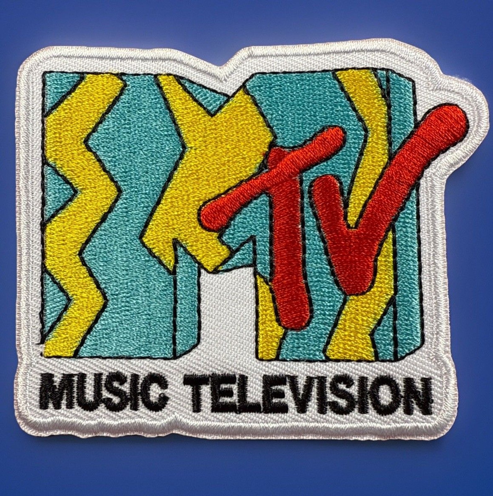 RARE 1980’s Style MTV MUSIC TELEVISION EMBROIDERED IRON-ON PATCH Video TV 80’s