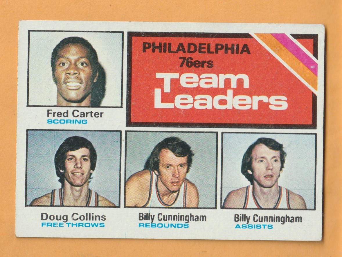 Fred Carter Doug Collins Billy Cunningham 1975-76 Topps #129 Philadelphia 76ers