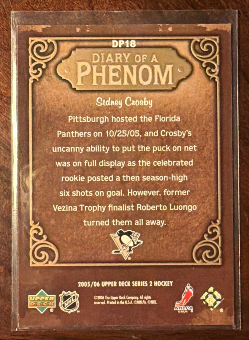 2005-06 Upper Deck Sidney Crosby Diary of a Phenom Rookie #DP18 Penguins