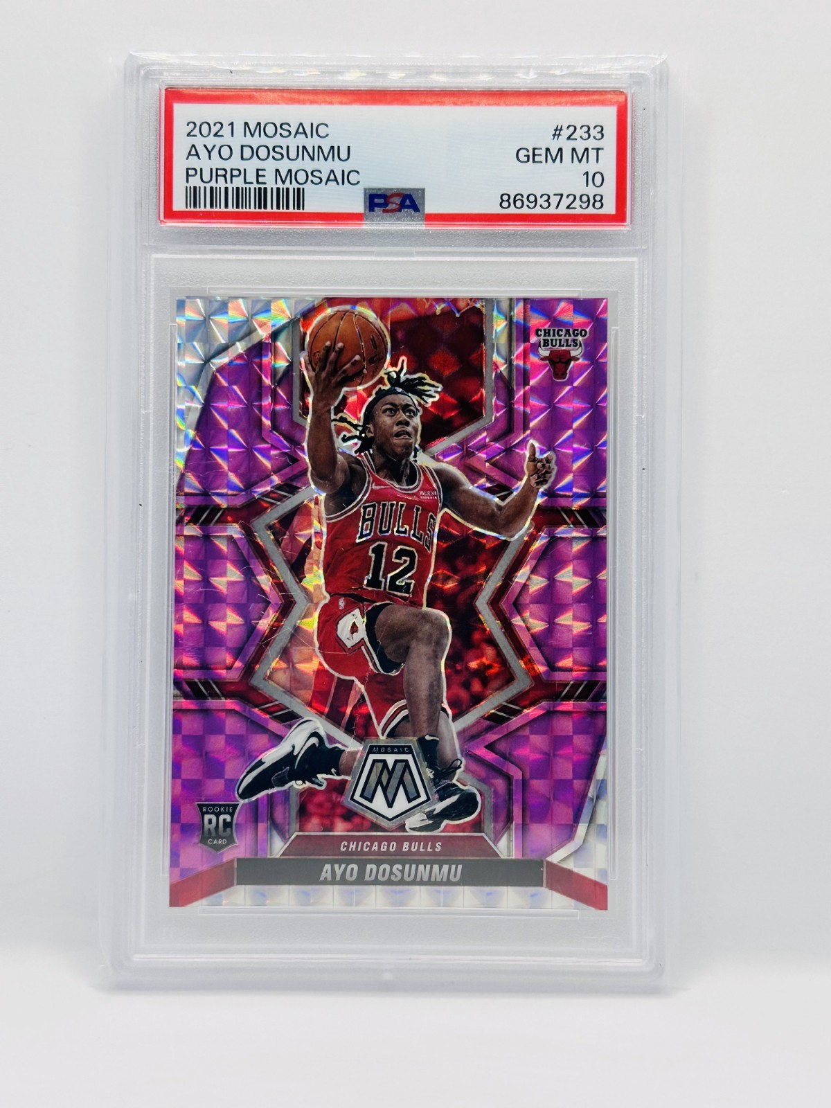 2021 Panini Mosaic Purple Ayo Dosunmu PSA 10 #37/49 RC Rookie Prizm #233