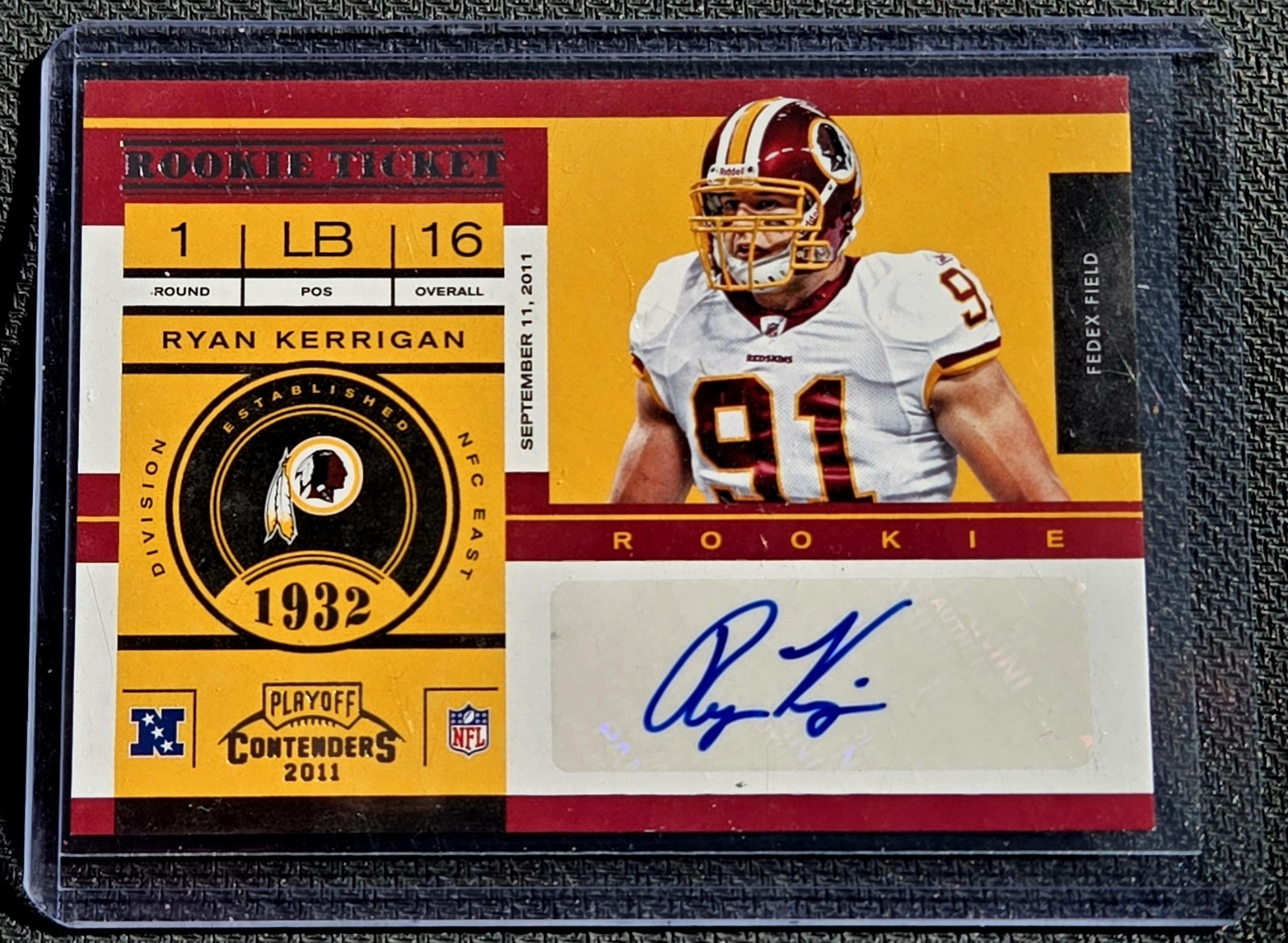 2011 Playoff Contenders Rookie Ticket Ryan Kerrigan #173 Auto Autograph