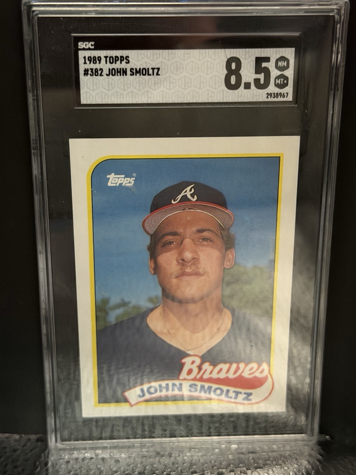 Topps 1989 #382 John Smoltz Atlanta Braves SGC 8.5 Graded Baseball Card