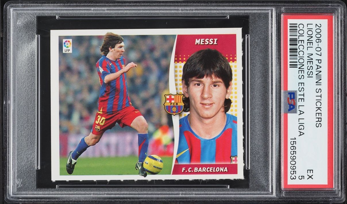 Rare! Lionel Messi 2006-07 Panini Stickers Colecciones Este La Liga PSA 5 (b2)