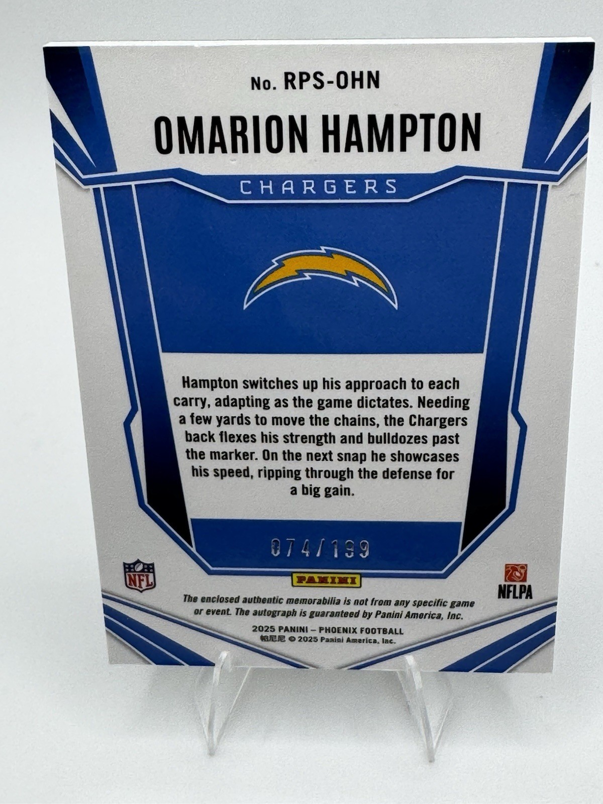 Panini Phoenix 2025 Omarion Hampton RC Patch Auto DRP-OHN Bronze Pandora /199