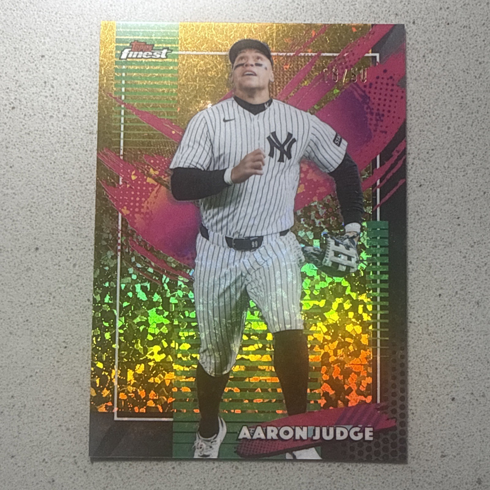 2026 Topps Finest #299 Rare Aaron Judge Gold X-Fractor Refractor 18/50 Yankees