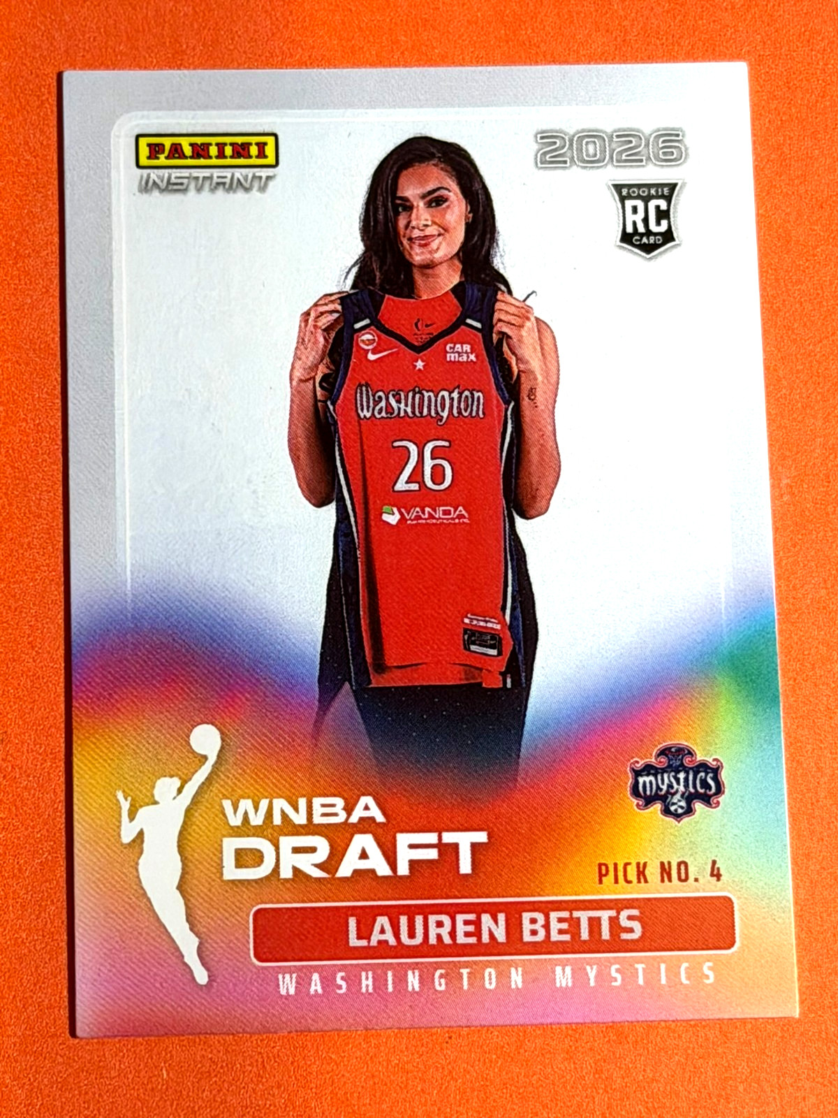 LAUREN BETTS RC 2026 Panini Instant WNBA Draft Night ROOKIE #4 Mystics