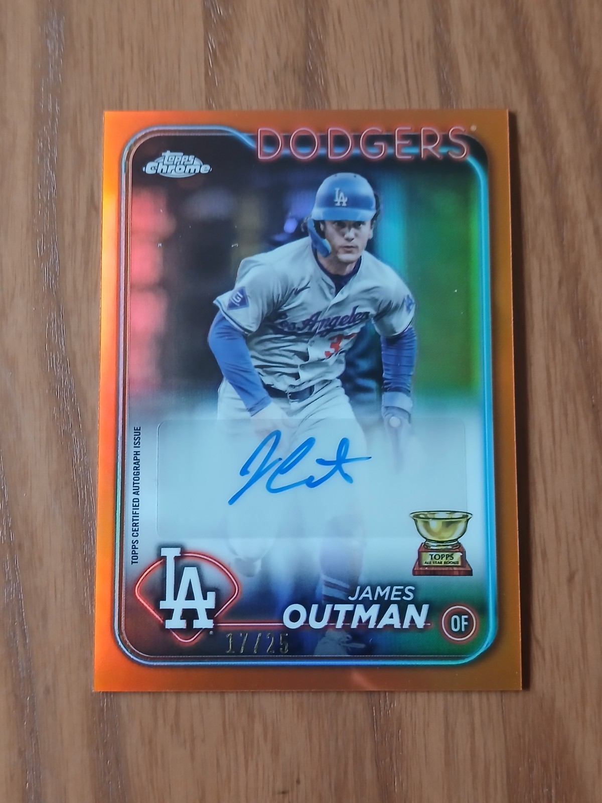 2024 Topps Chrome Update JAMES OUTMAN /25 Auto Orange Refractor