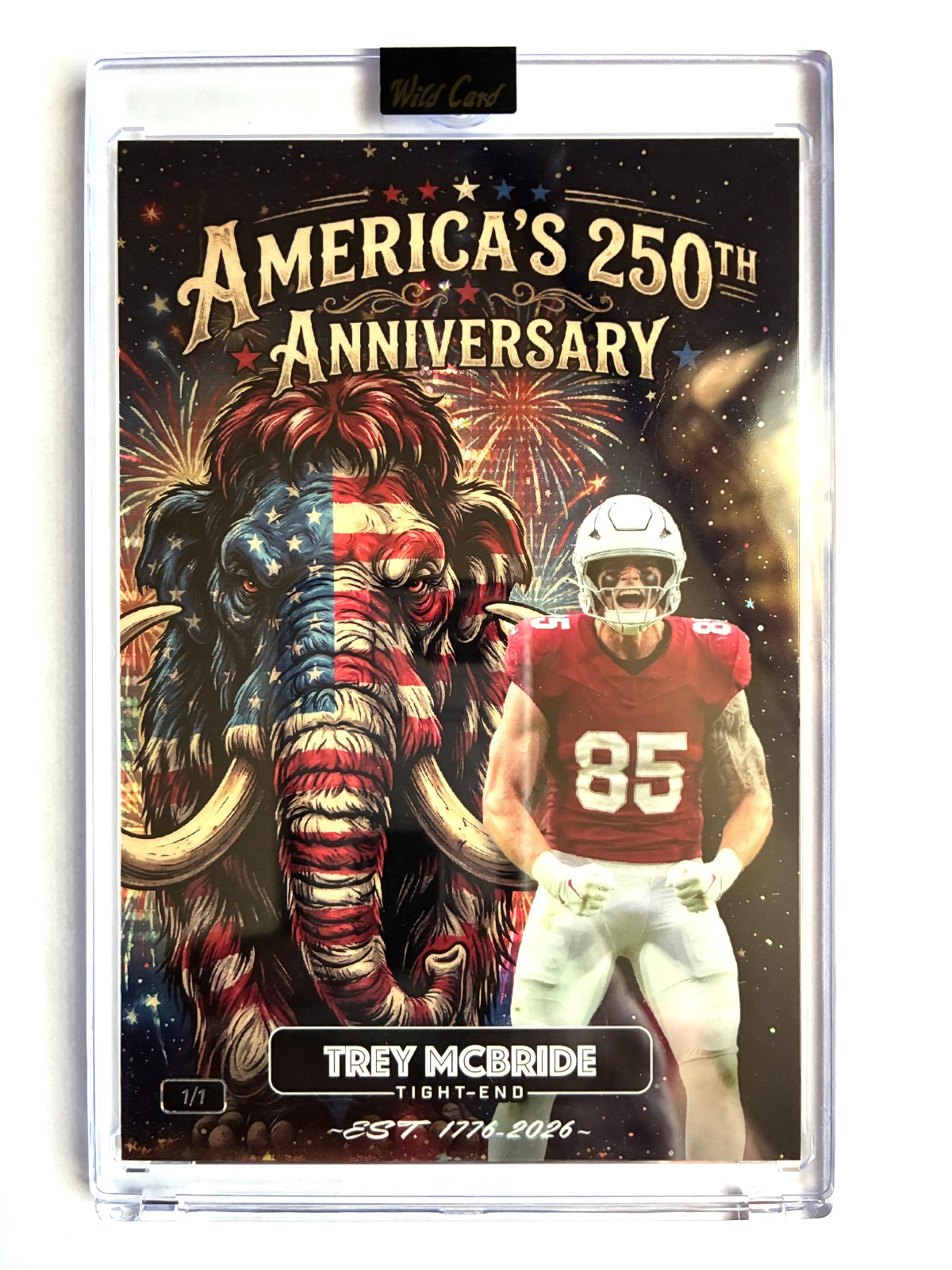 2026 WC Dino Might Mammoth 250th Flag Fireworks Pulsar Trey McBride #1/1 SEALED