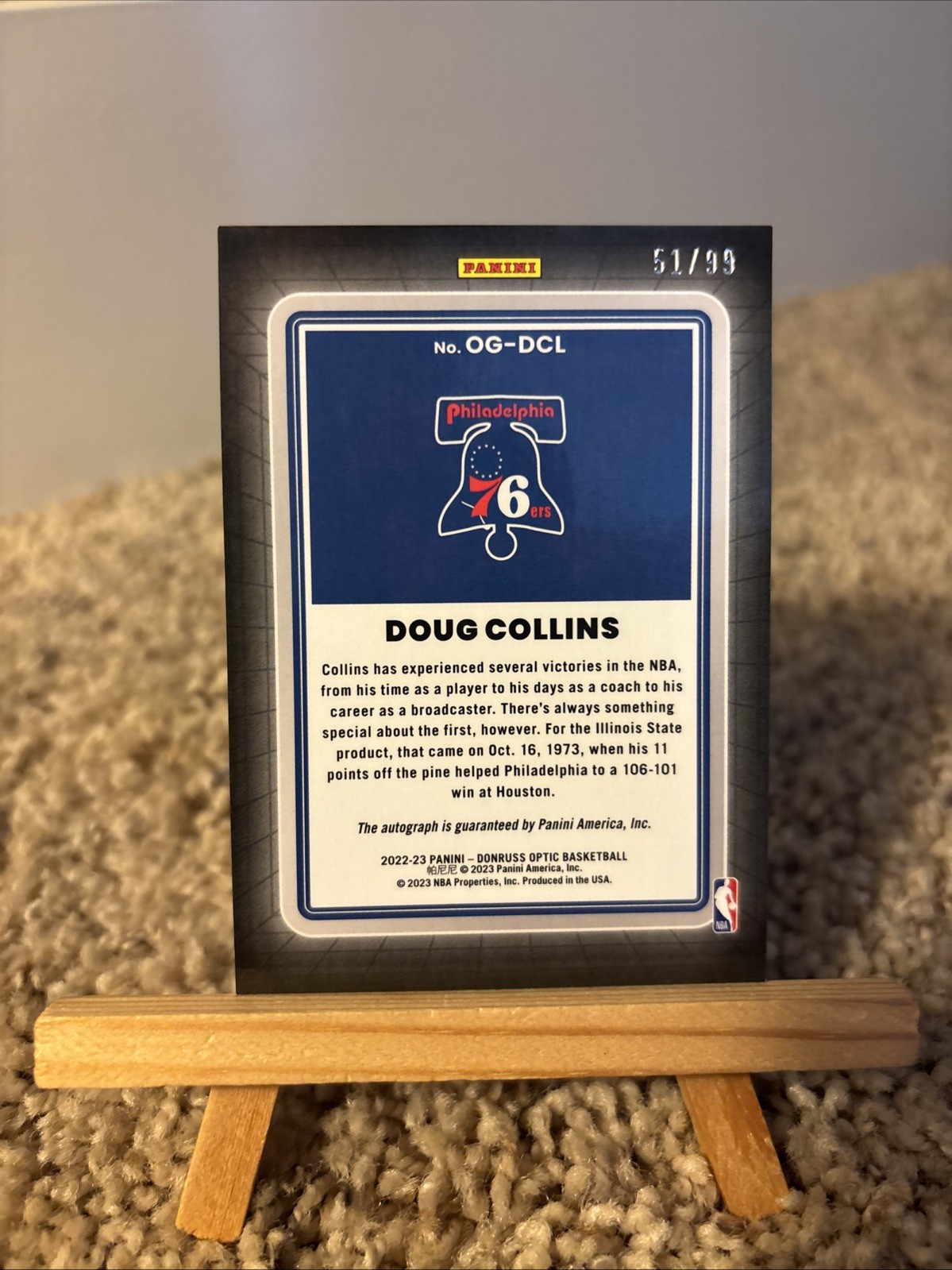 2022-23 Panini Donruss Optic – Opti-Graphs Doug Collins #OG-DCL /99 (AU)