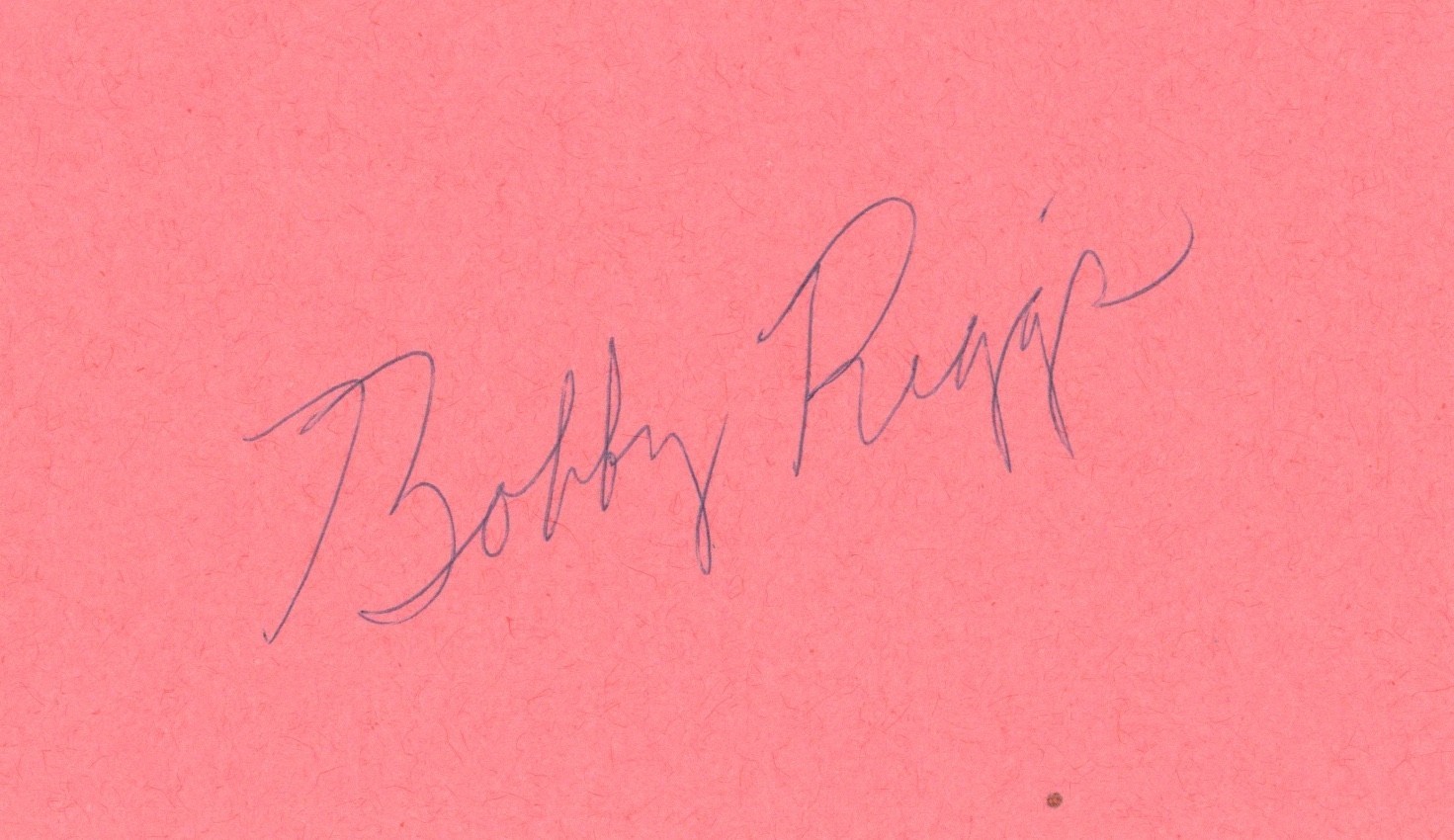 Bobby Riggs. Tennis Pro. Defeated in “Battle of the Sexes.” Signed 5×3 card COA