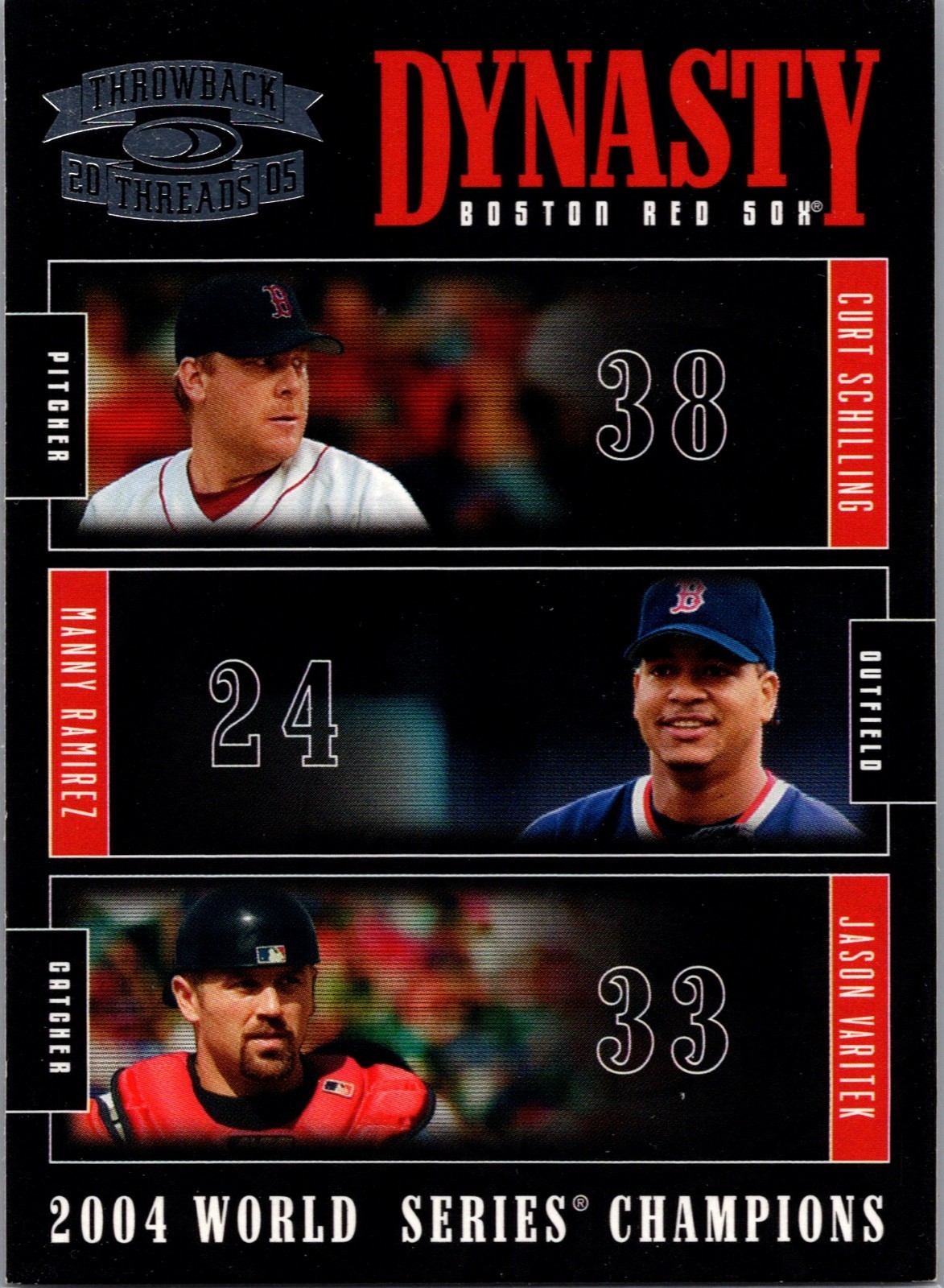 2005 Donruss Throwback Threads Dynasty Red Sox Schilling Ramirez Varitek #D-10