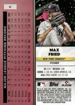 Max Fried 2025 Topps Chrome Cosmic #42 New York Yankees