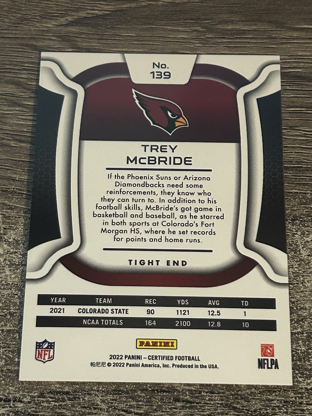 Trey McBride 2022 Certified MIRROR ORANGE Rookie #139 (034/149) NM-MINT RC SP