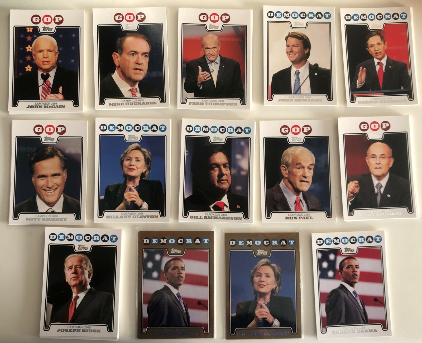 Topps Campaign 2008 Cards Obama Clinton Gold Biden You Pick – FREE Ship