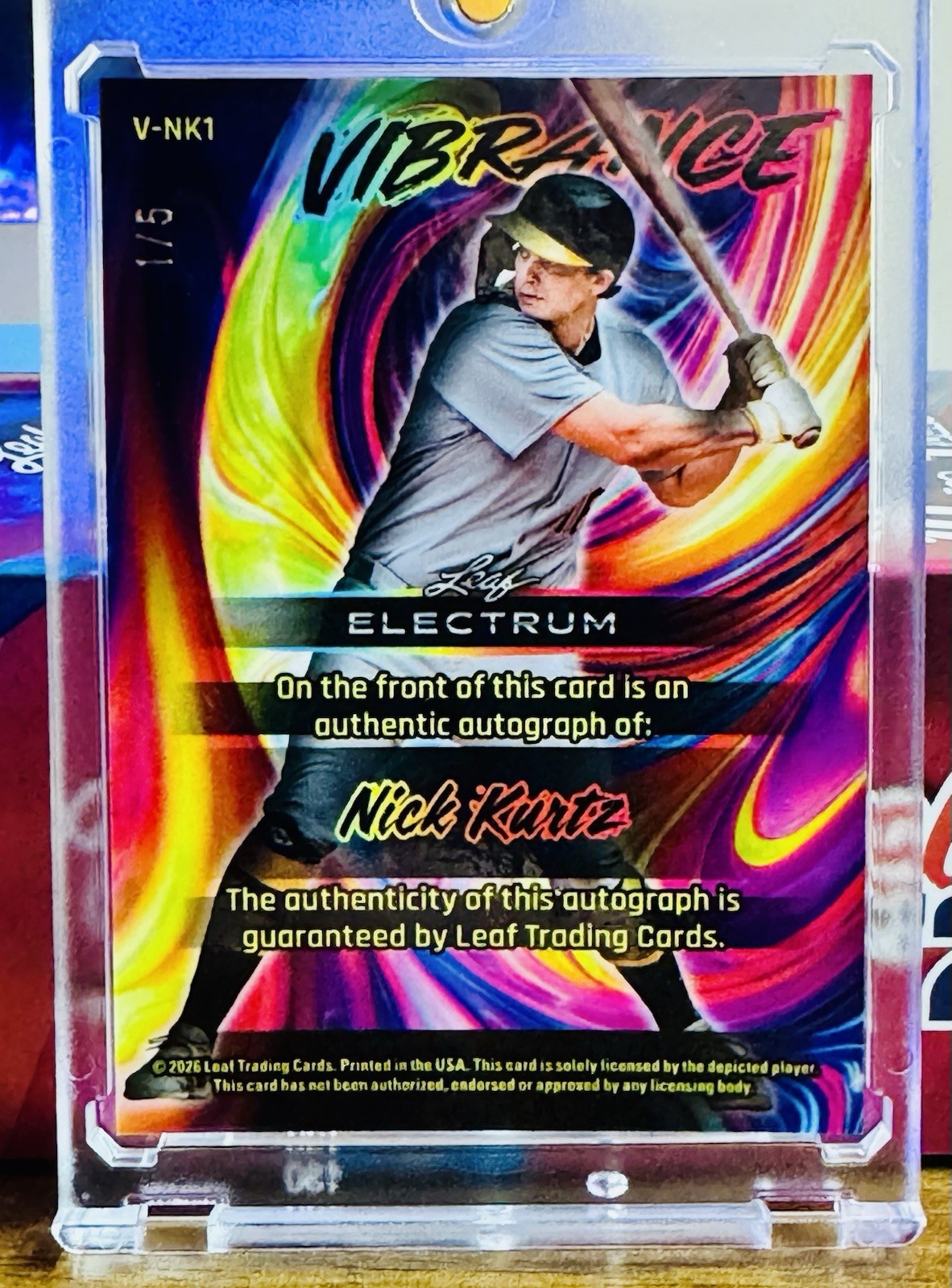 Nick Kurtz 2026 Leaf Electrum Vibrance Auto /5 #V-NK1 Rare Super Mega Box SSP