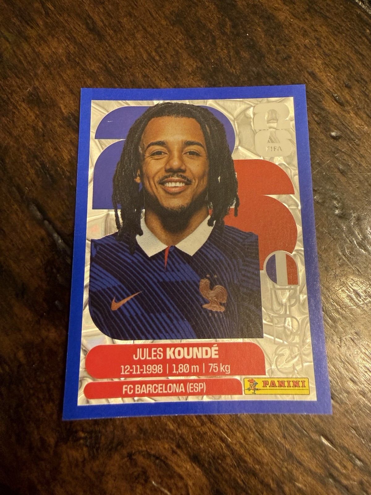 2026 Panini FIFA World Cup Sticker Jules Kounde #FRA 5 – France Blue Crumble