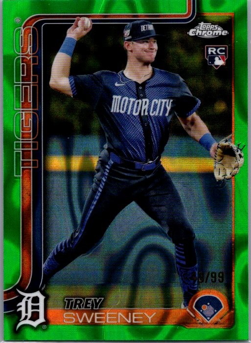 2025 Topps Chrome #6 Trey Sweeney Green Lava #/99 RC