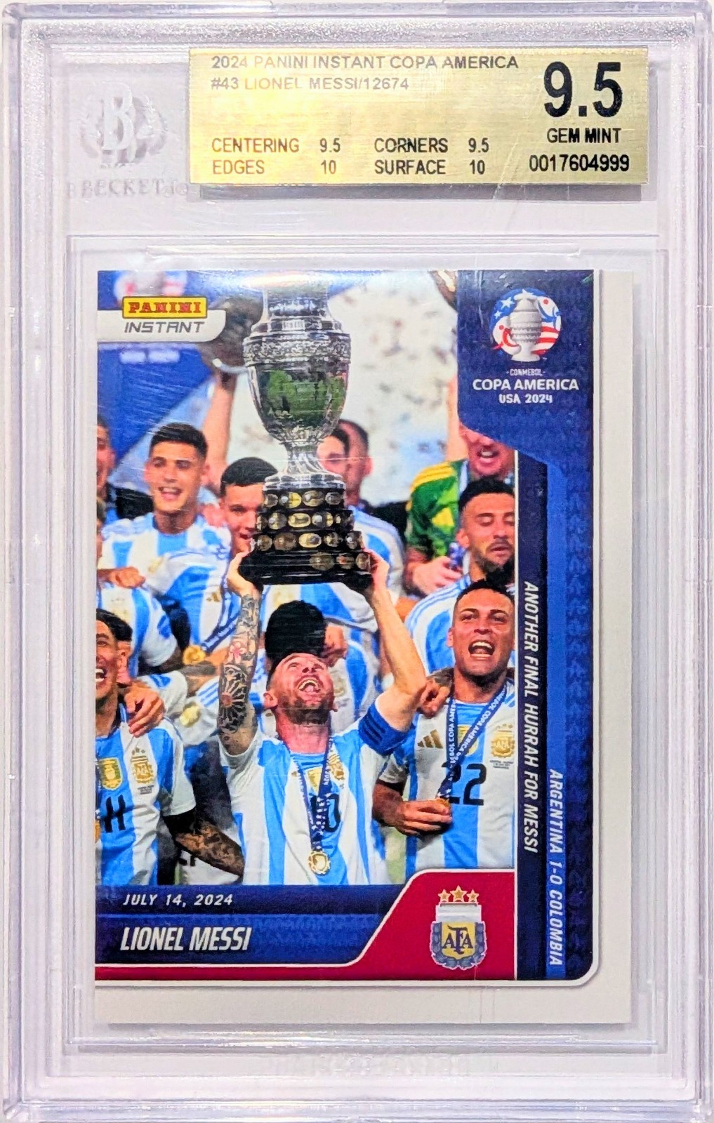 2024 Panini Instant Copa America Lionel Messi #43 BGS 9.5 GEM MINT Argentina