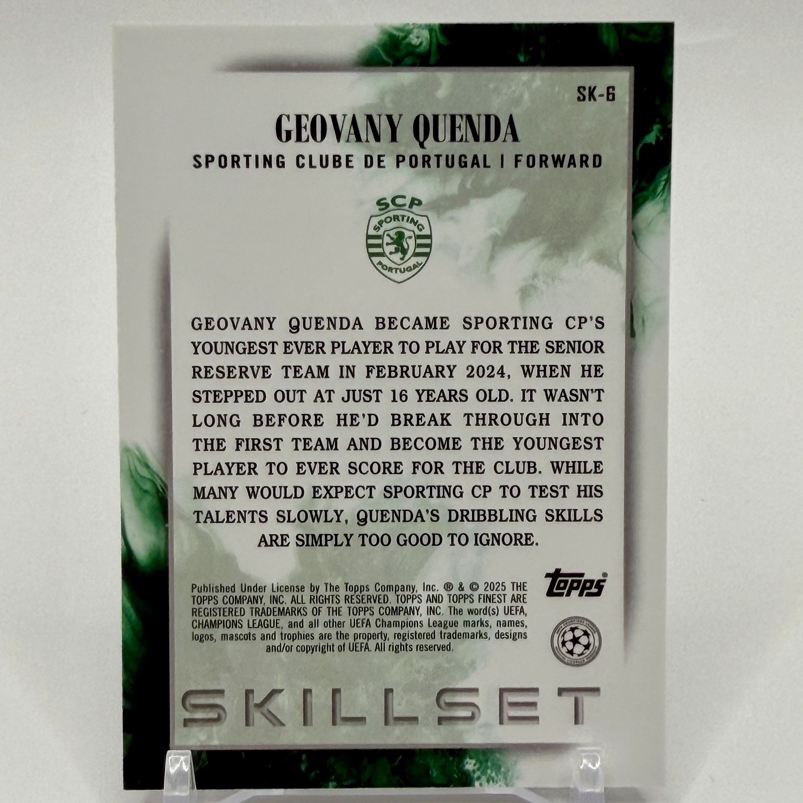 2024-25 Topps Finest UEFA #SK-6 Geovany Quenda Skillset Refractor RC C