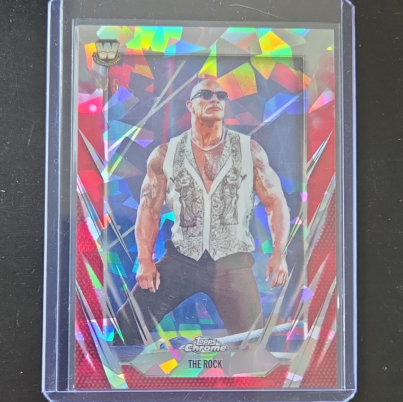 Topps 2026 Chrome WWE The Rock Red X-Fractor Parallel Card #1 5 out of 5