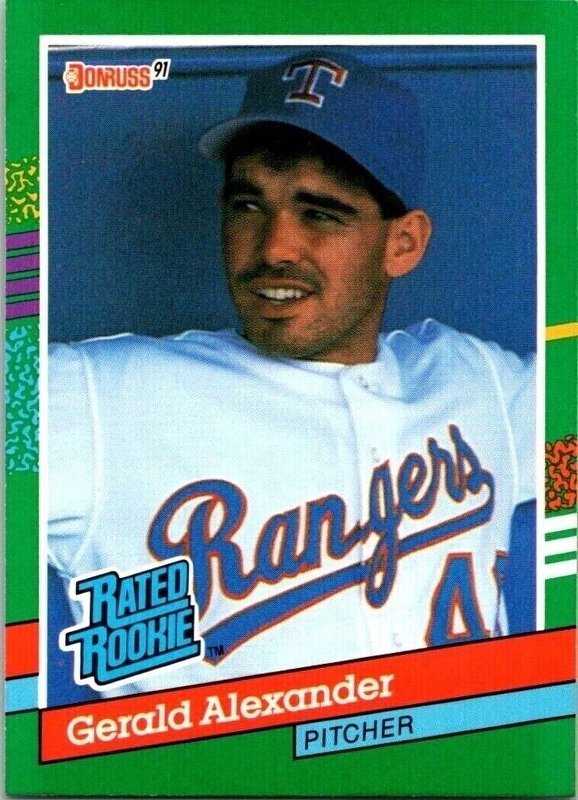 Gerald Paul Alexander Texas Rangers 419 Rated Rookie Donruss 1990 Baseball Card