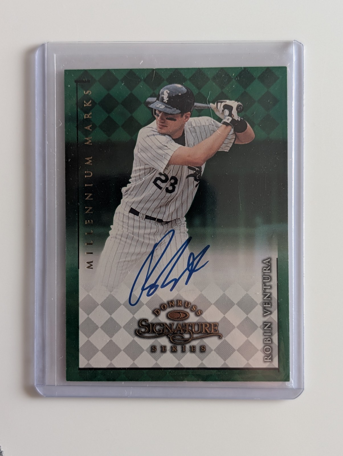 ROBIN VENTURA 1998 DONRUSS SIGNATURE SERIES MILLENIUM MARKS /1000 AUTO WHITE SOX