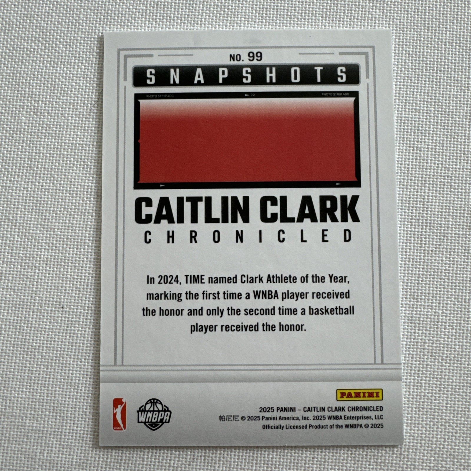 2025 Panini Caitlin Clark Chronicled – Snapshots Caitlin Clark #99
