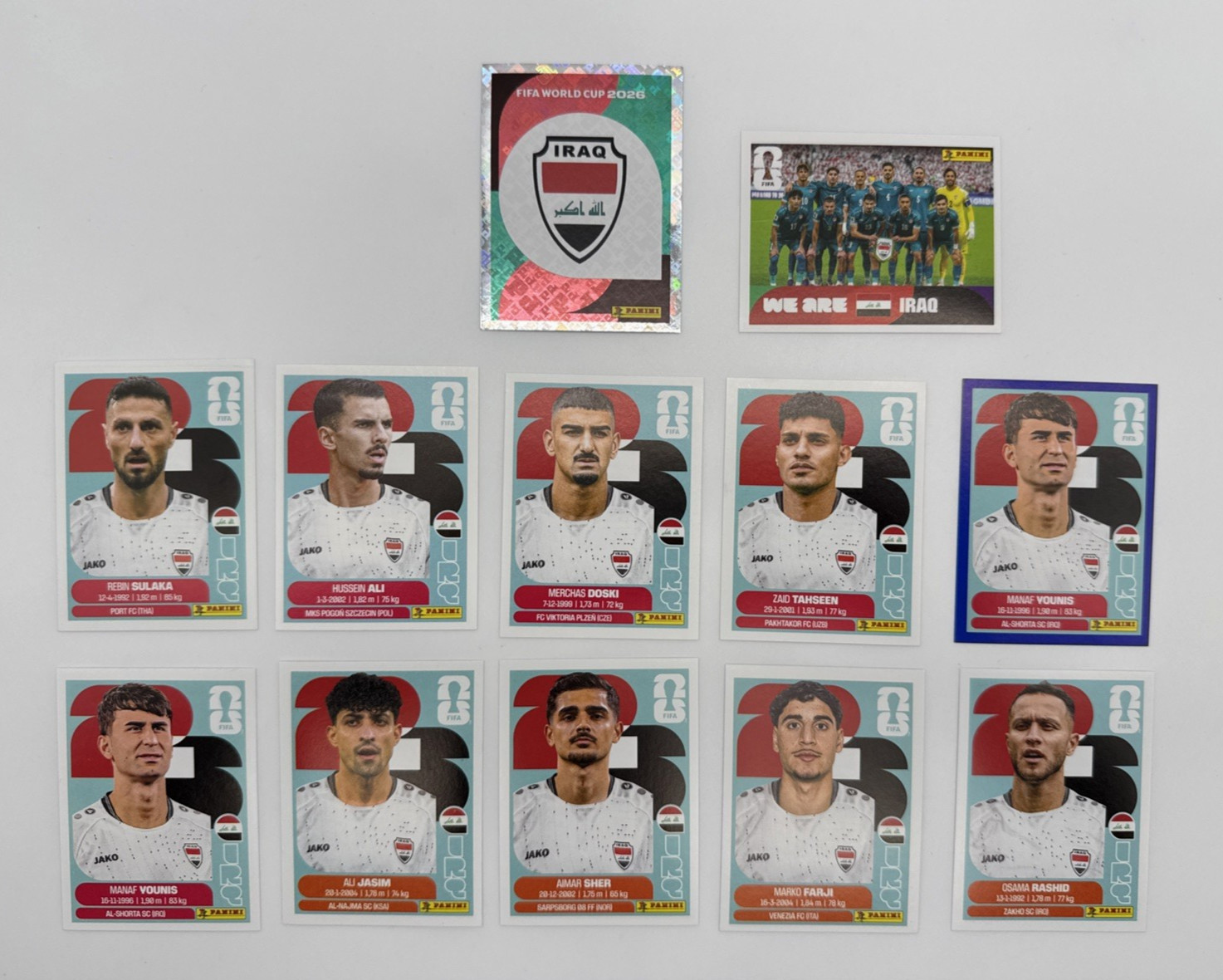 2026 100% Authentic Panini FIFA World Cup Iraq Stickers Pick Team Logo Players