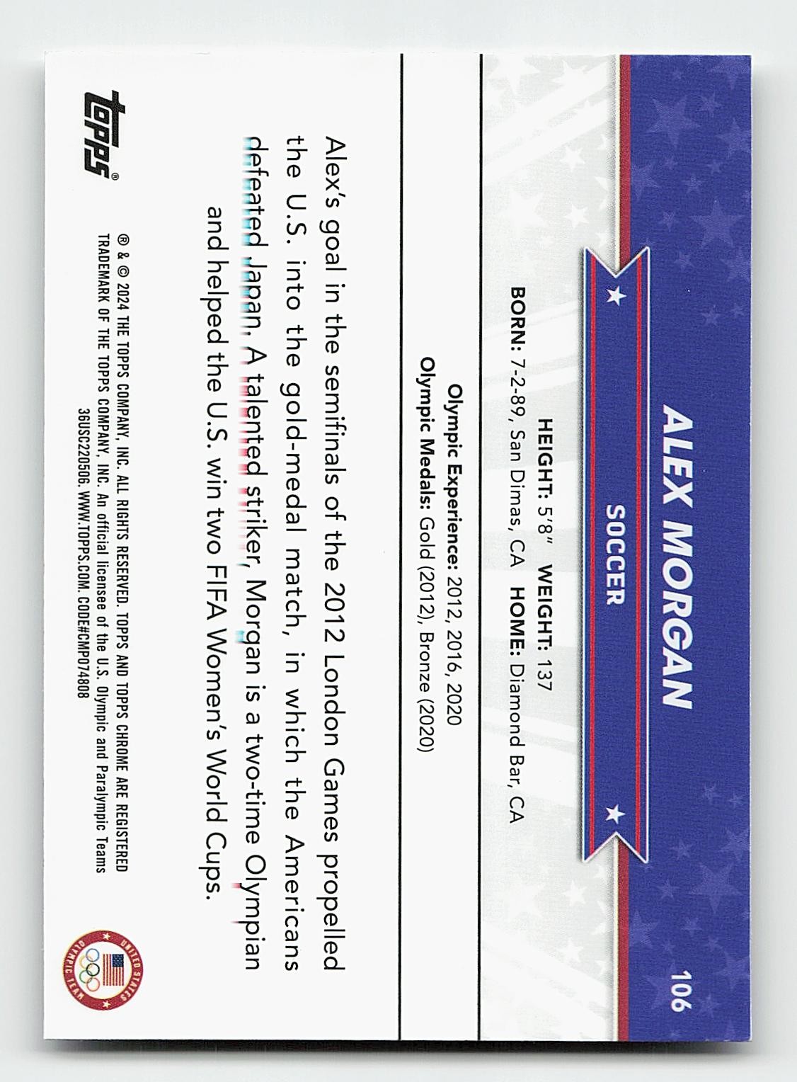 2024 Topps Chrome U.S. Olympics & Paralympic Hopefuls #106 Alex Morgan