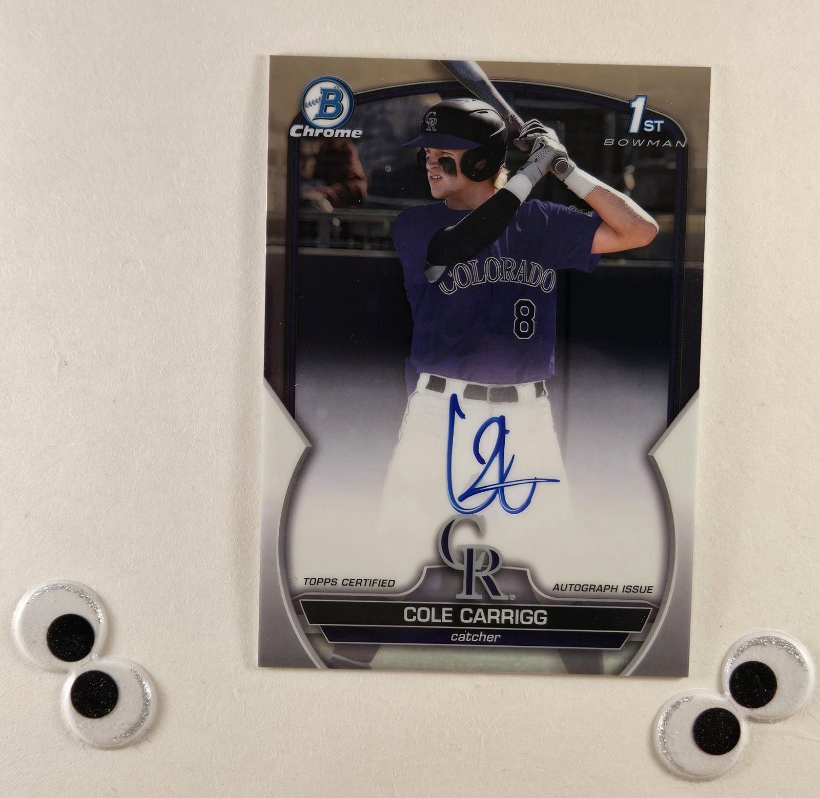 Cole Carrigg Auto Base 2023 Bowman Draft Chrome 1st #CDA-CC Refractor Rockies