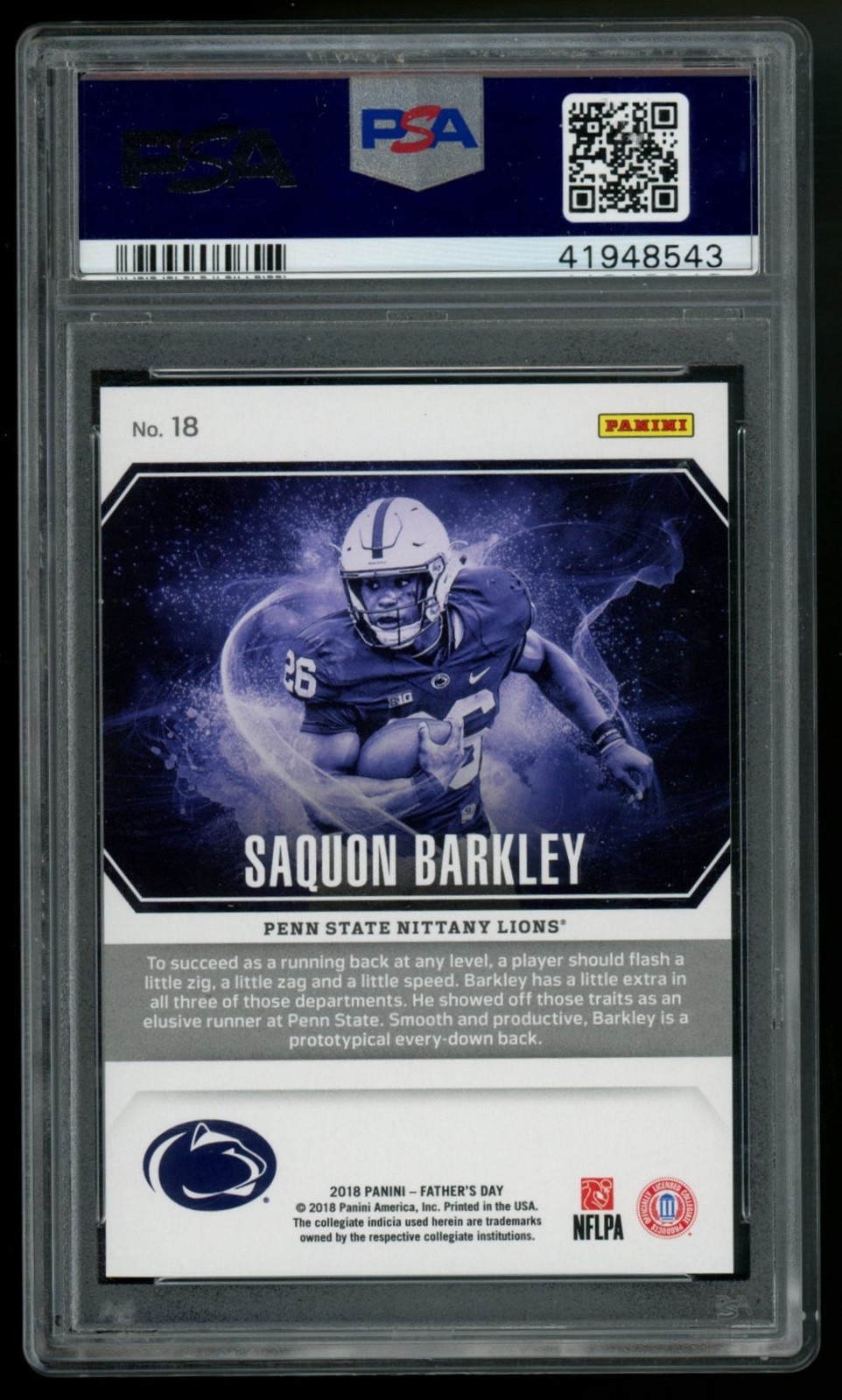 Saquon Barkley 2018 Panini Father’s Day Panini #18 Squares #/25 PSA 10 Rookie