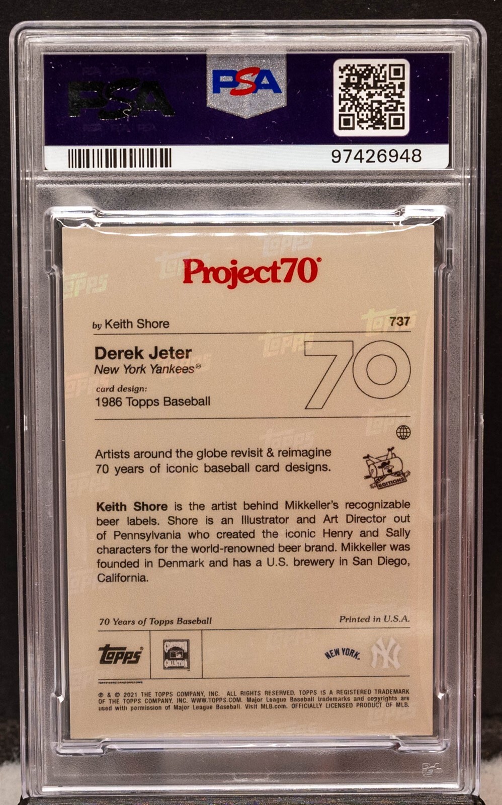 97426948 Derek Jeter 2021 Topps Project70 #737 By Keith Shore PSA 9 HOF