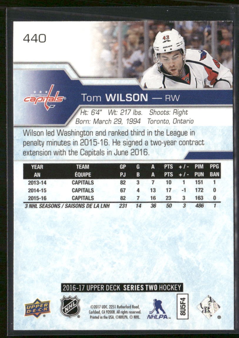 2016-17 Upper Deck Tom Wilson #440 Washington Capitals