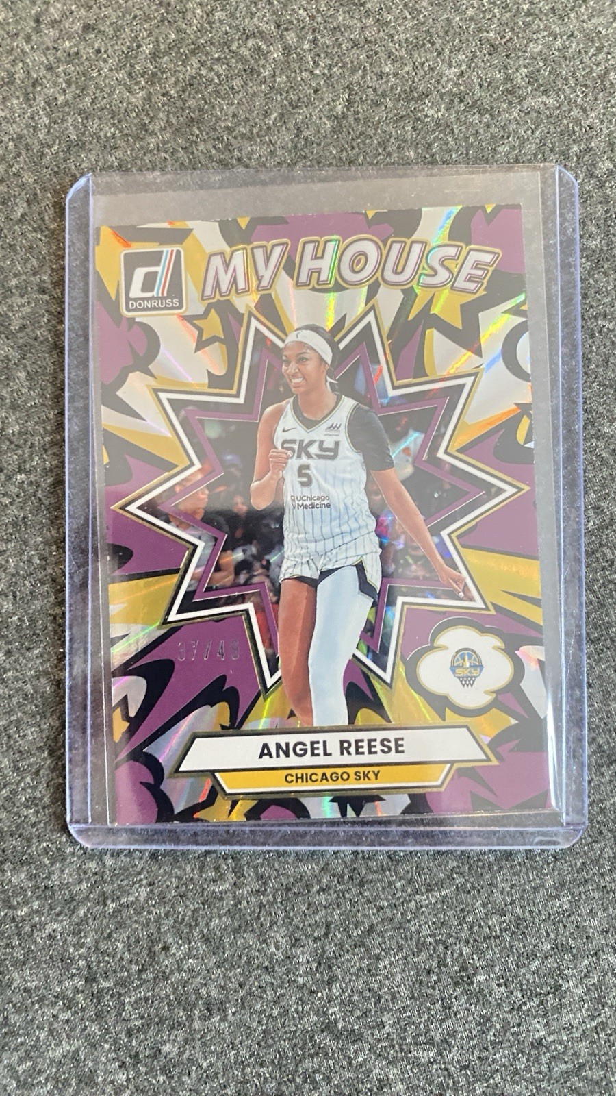 Angel Reese Purple Holo Laser /49 – 2025 Donruss WNBA- My House 37/49