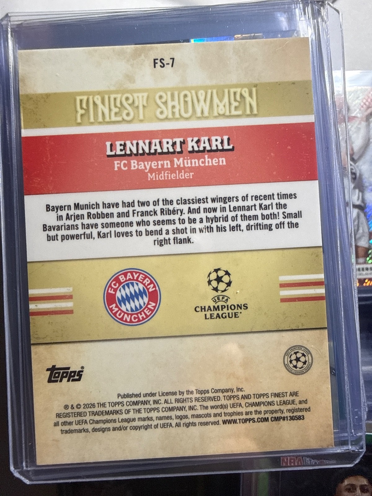 2025-26 Topps Finest UEFA Lennart Karl Finest Showmen RC Bayern Munich Germany