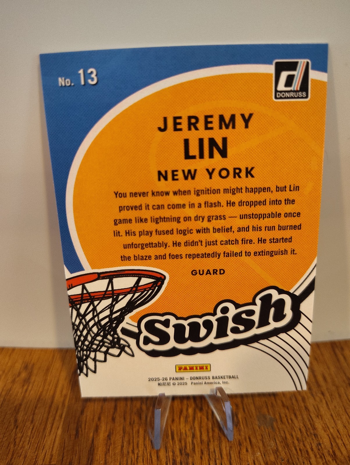 Jeremy Lin 2025-26 Panini Donruss Swish Green Holo Laser Knicks