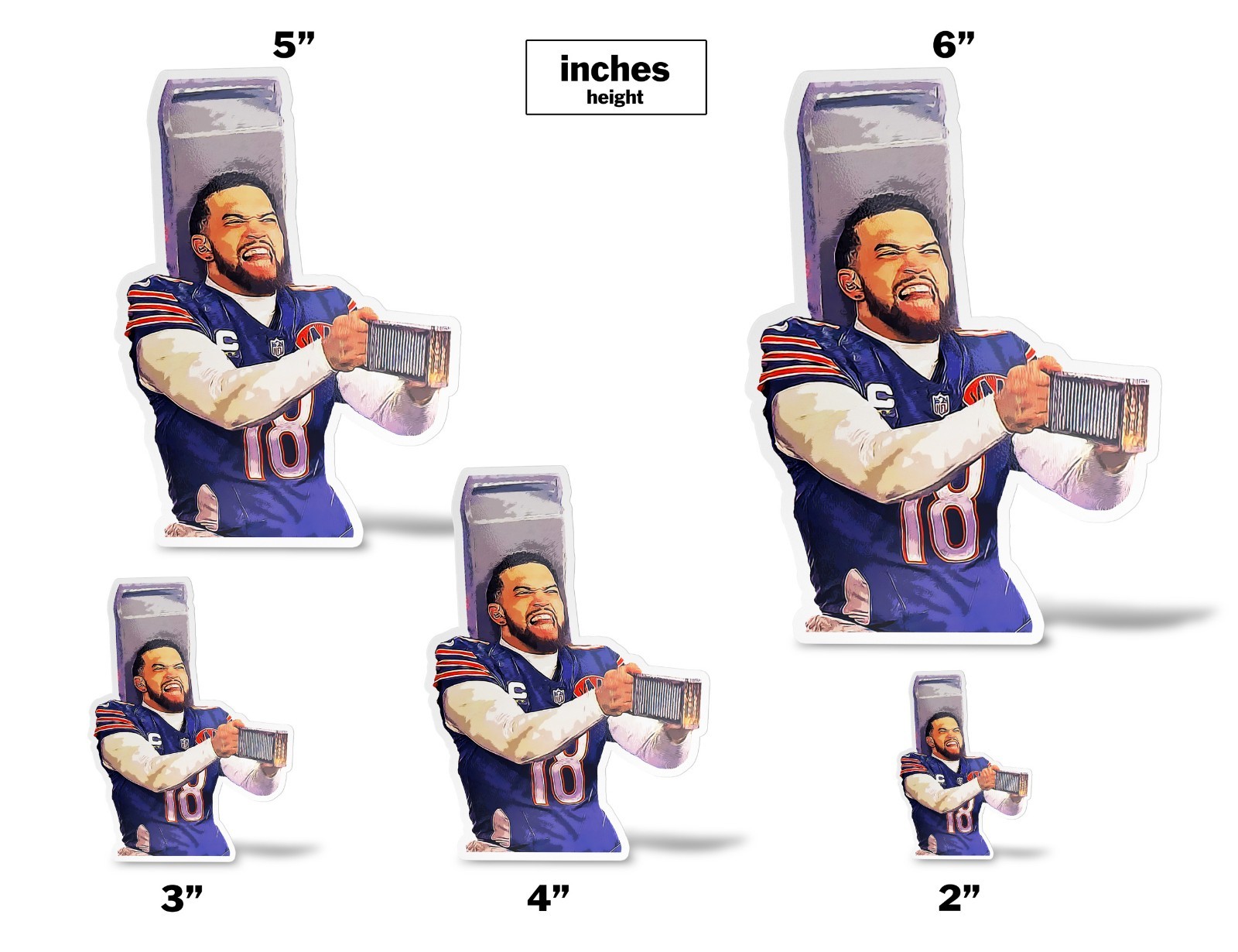 Caleb Williams Cheese Grater Chicago Bears Glossy Sticker Vinyl Laminate Adhesiv