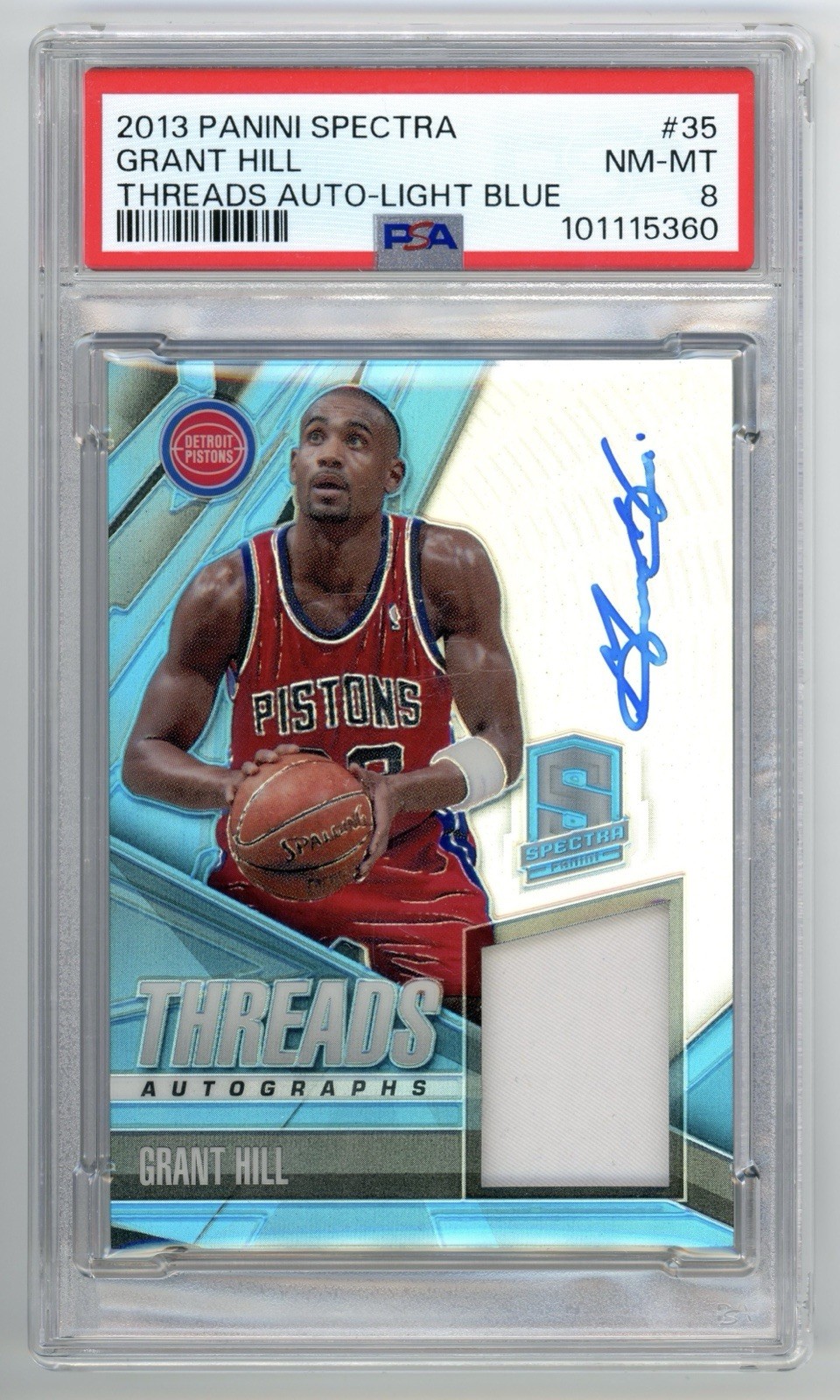 2013 Panini Spectra Threads Grant Hill On Card Auto Game Used Jersey /25 PSA 8
