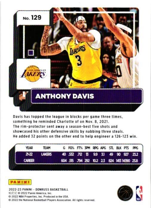 2022-23 Panini Donruss – Anthony Davis #129