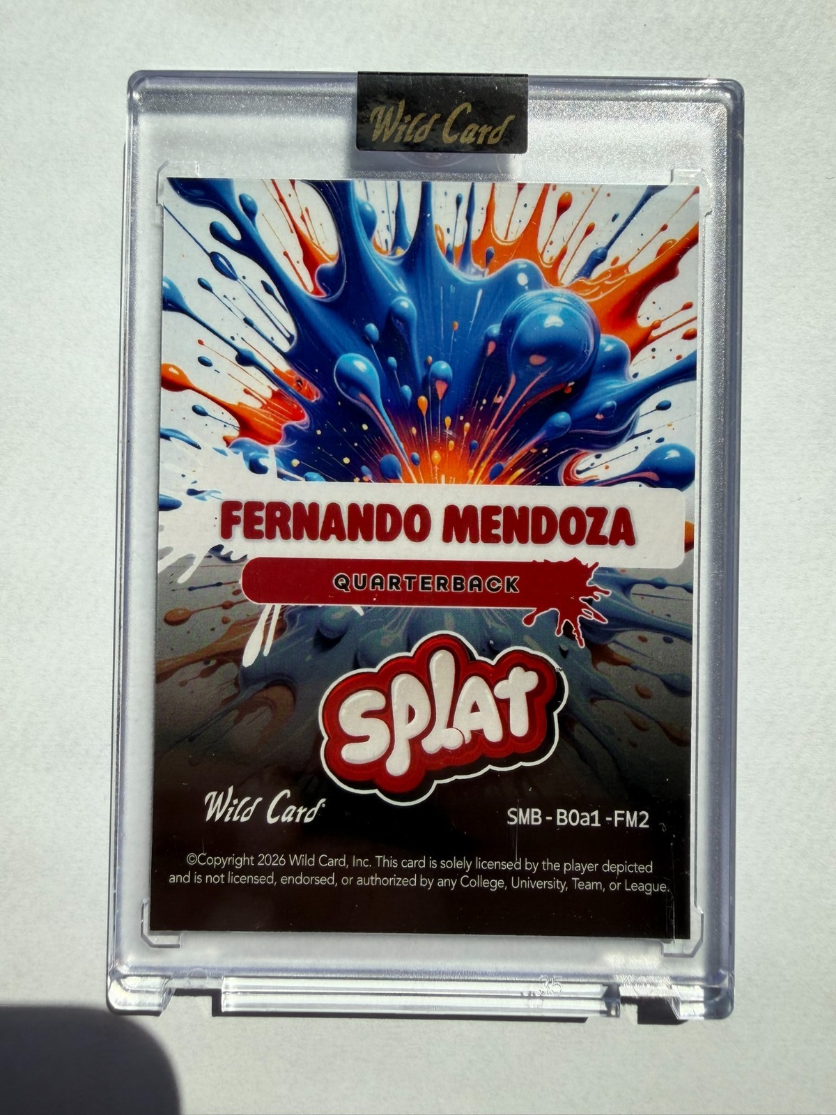 Fernando Mendoza 1/4 Rookie 2026 Wild Card Splat Edition Orange Blue Explosion