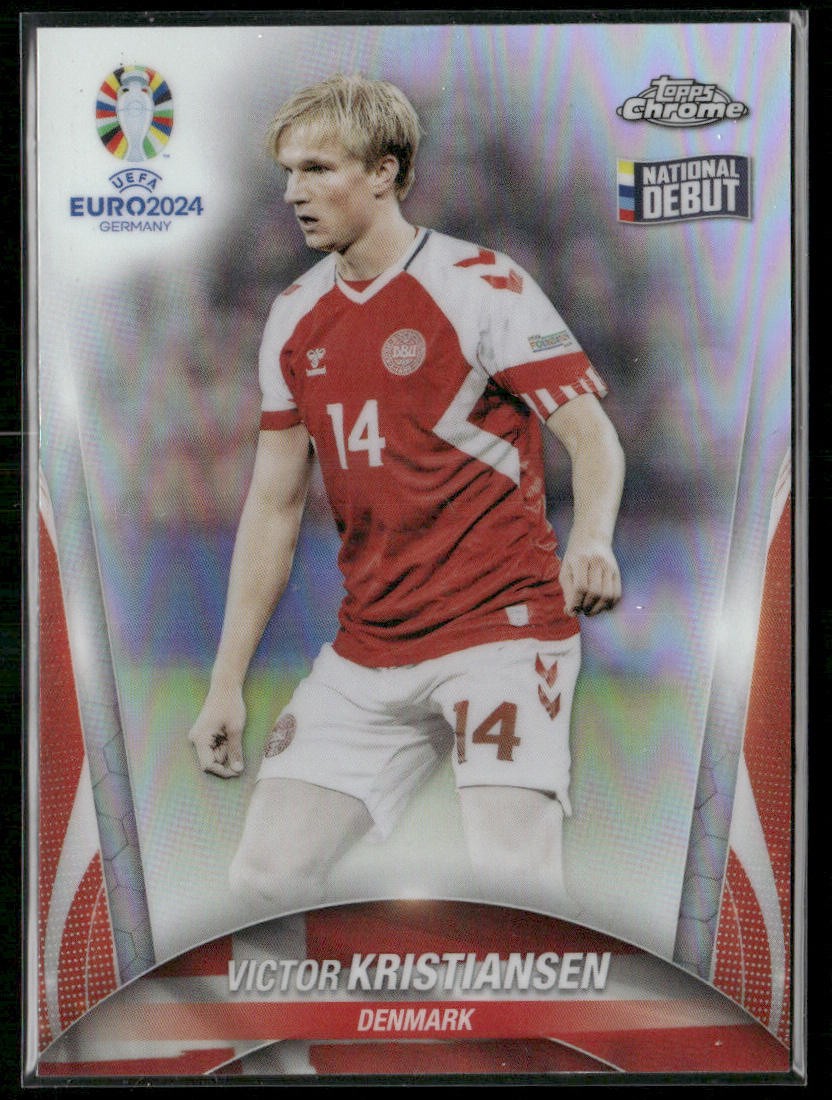Victor Kristiansen 2024 Topps Chrome UEFA EURO Refractor #144 Denmark
